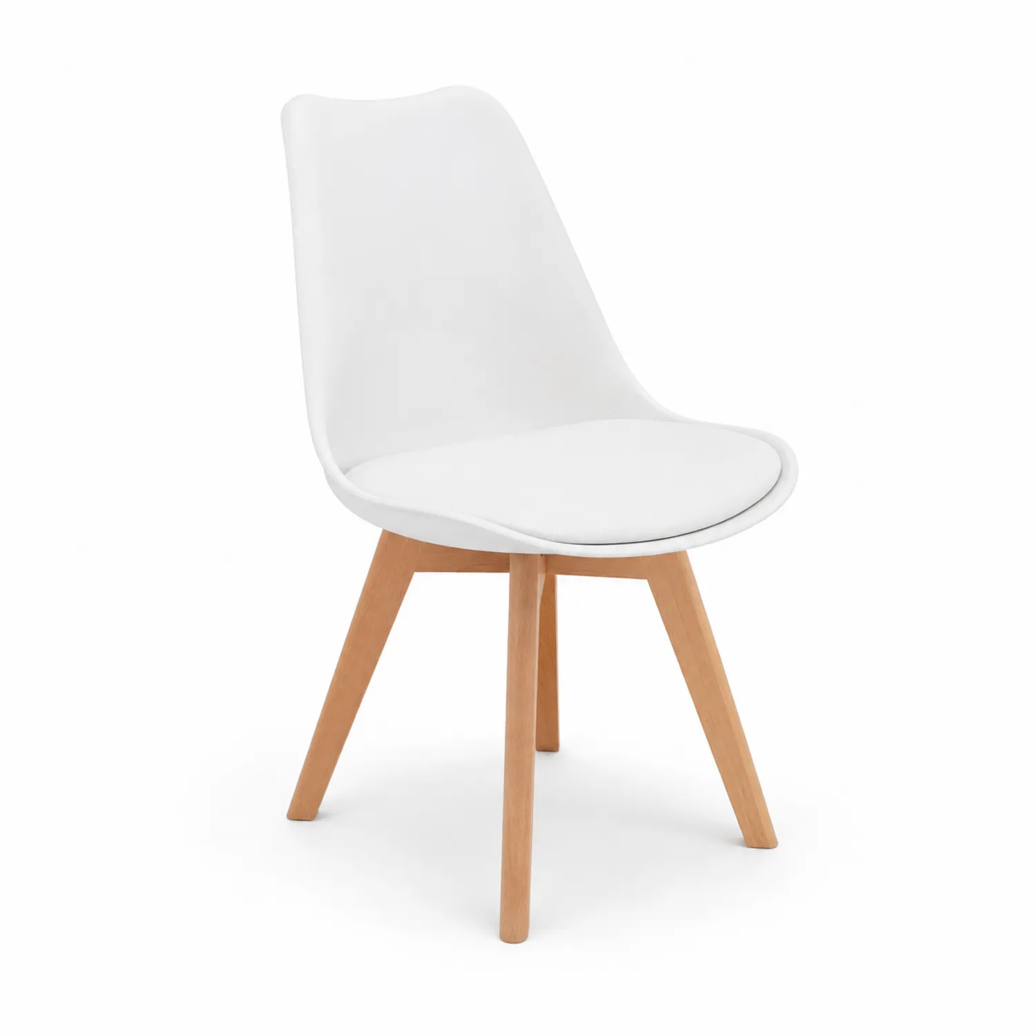 Sedia da pranzo in plastica con gambe in legno di faggio