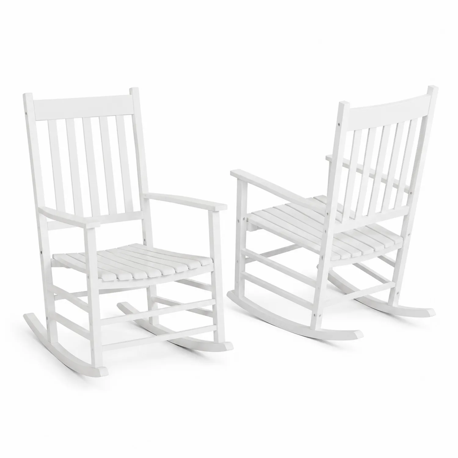 Set di 2 sedie a dondolo in legno bianco