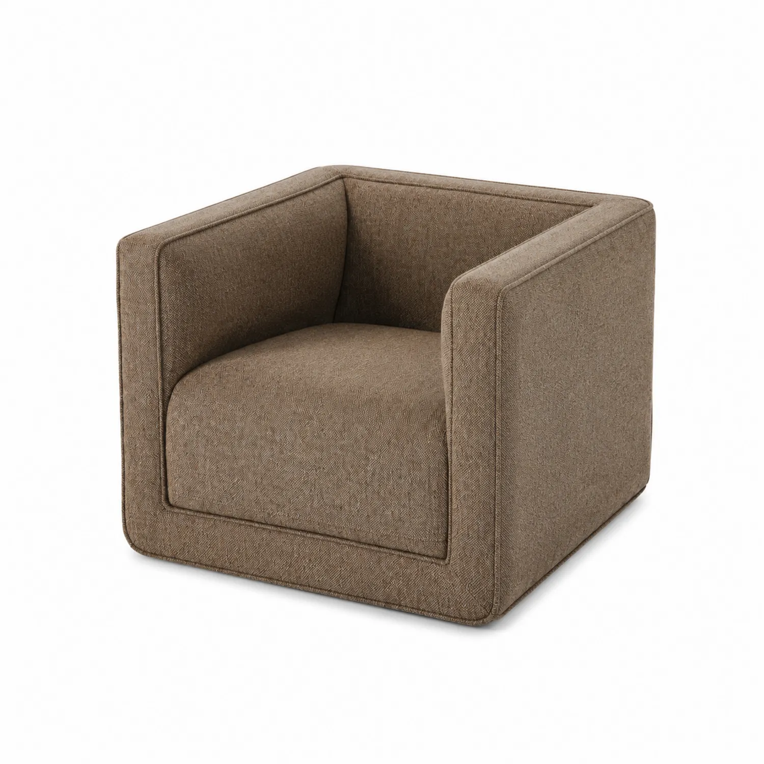 Poltrona in tessuto marrone con struttura cubica 70x70x60 cm