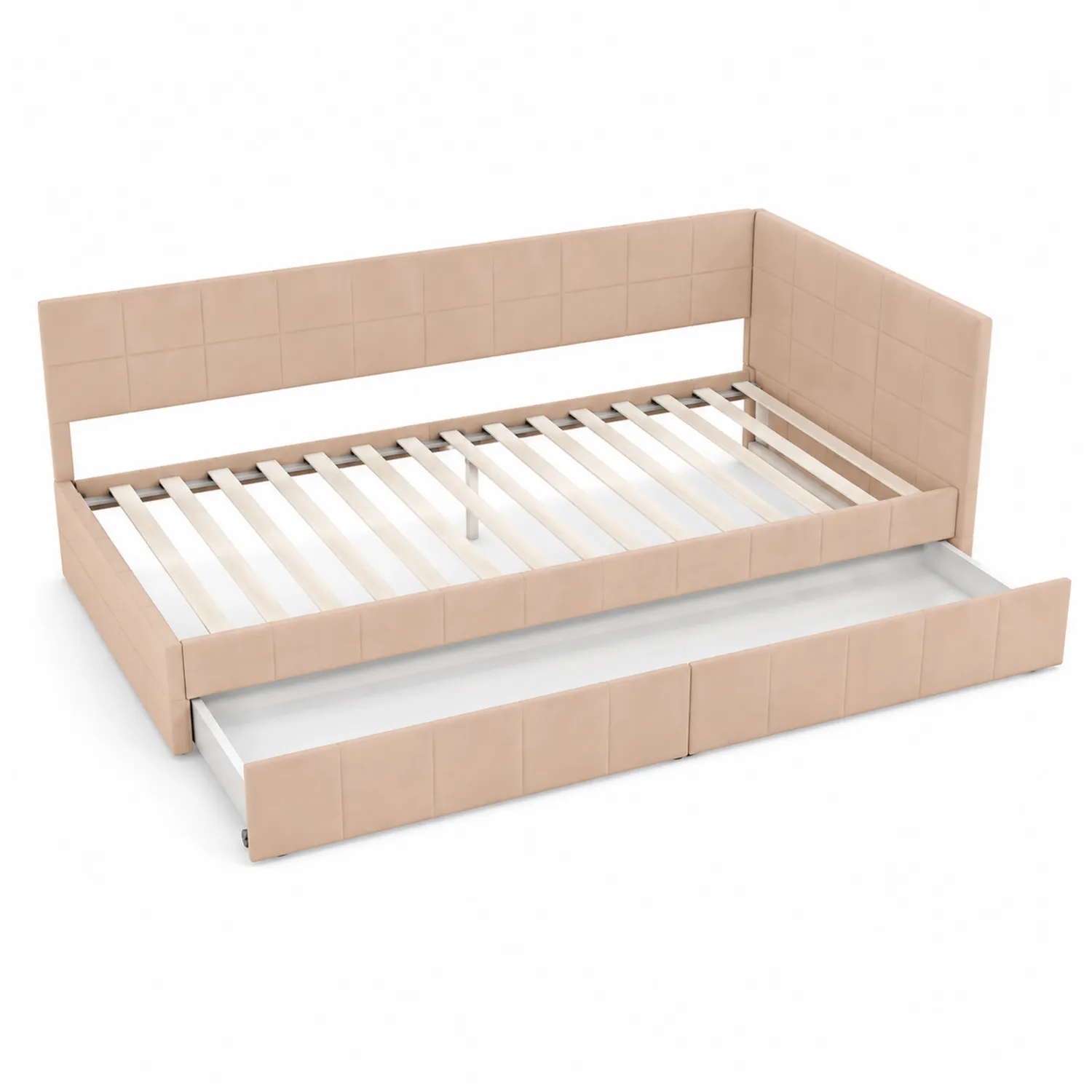 Letto da Giorno con Contenitore in Tessuto Beige