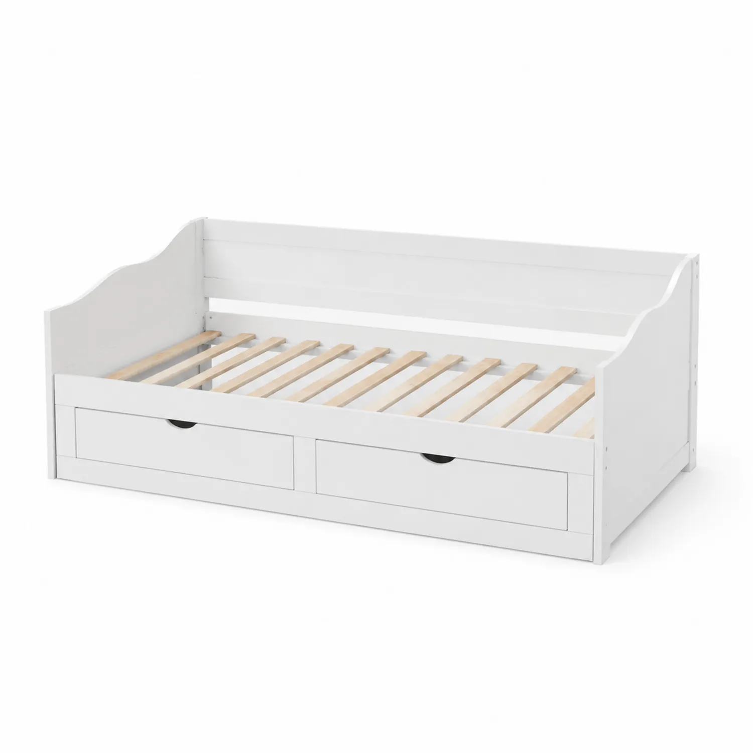 Letto da giorno in legno con cassetti Bianco