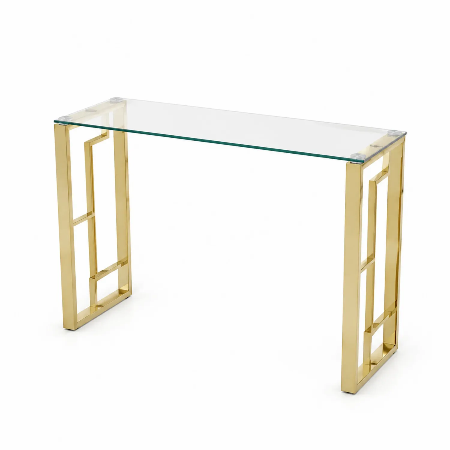 Consolle in vetro e metallo dorato 100x35x80 cm