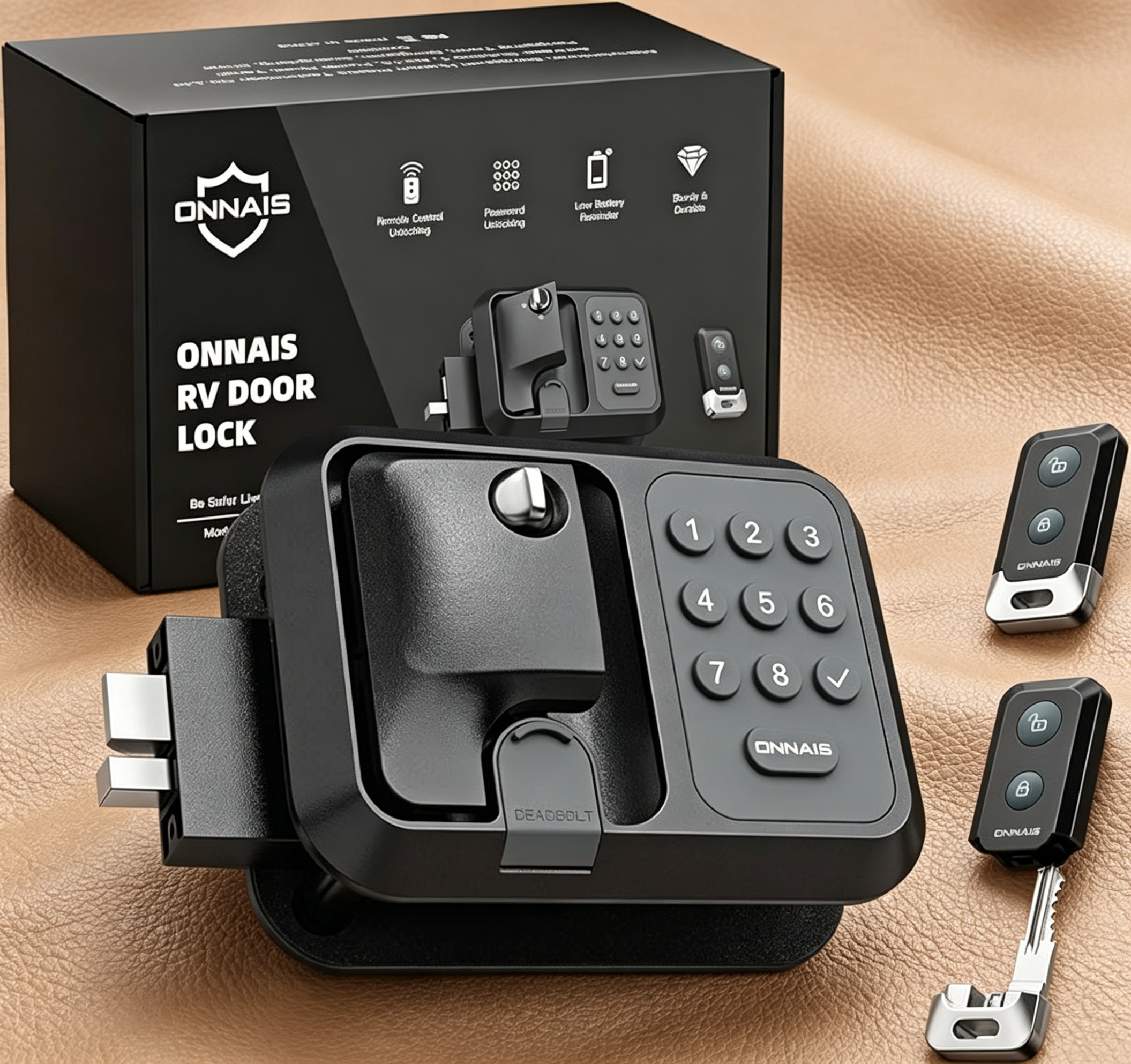 🔥FINAL HOURS🔥ONNAIS Full Metal RV Keyless Entry Door Lock with Password & Remote, Fits Most Trailers and 5th Wheels, Ideal Gifts for RV Owners