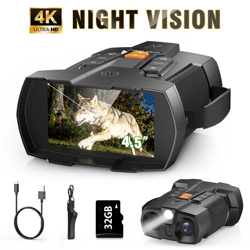 Special Offer 🔥 4.5x Night Vision Binoculars – Free 32GB SD Card Included, 7-Level IR Adjustment, Ideal for Wildlife Viewing, Security and Hunting