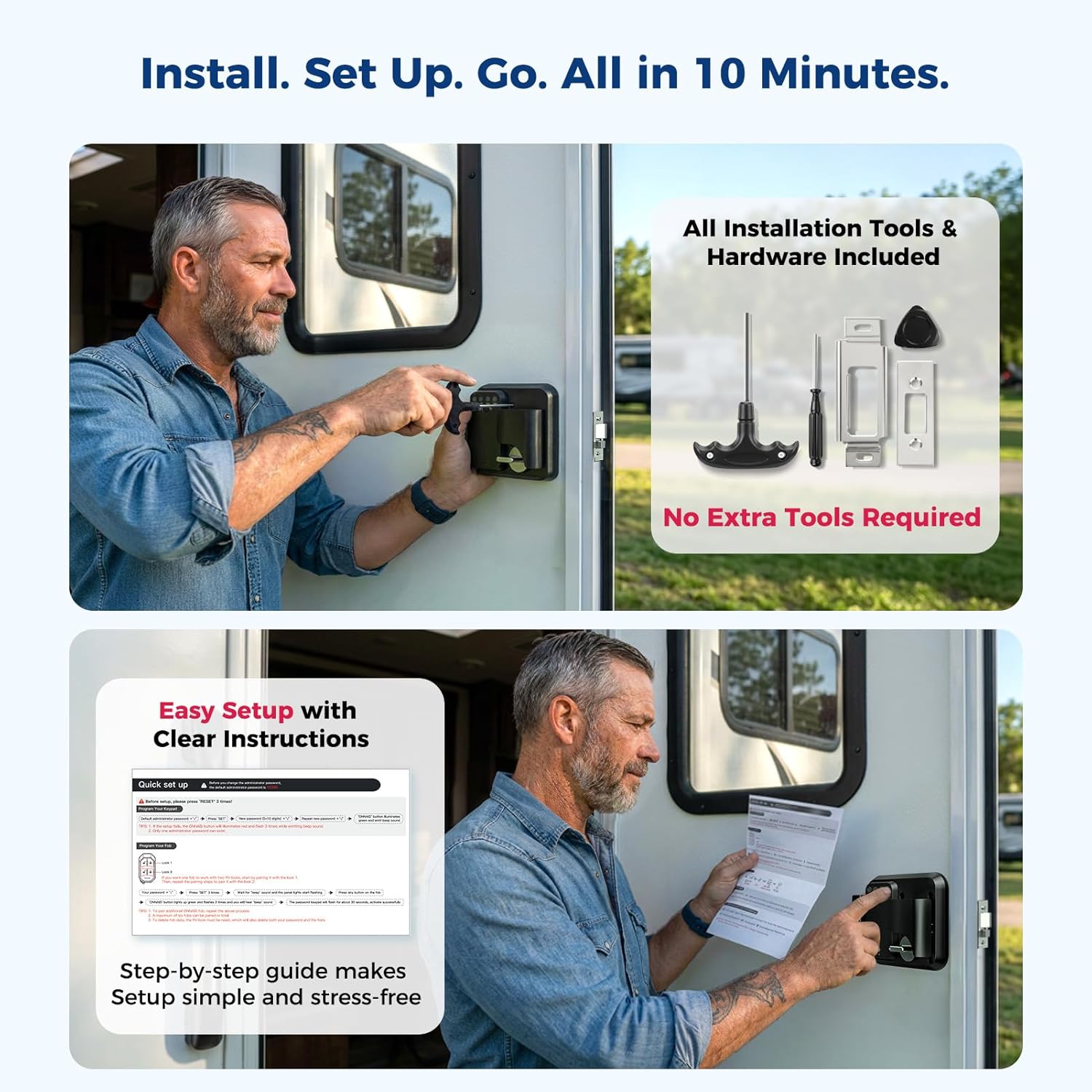 ONNAIS Full Metal RV Keyless Entry Door Lock with Password