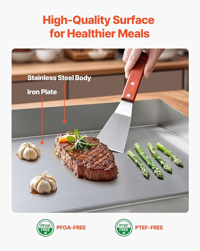 VEVOR Commercial Electric Griddle, 1600W Countertop Half-Flat Top Grill