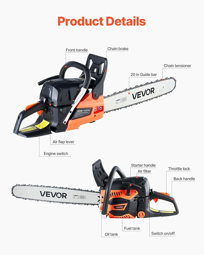 🔥BIG SALE🔥 20inch 62CC Gas Powered Chainsaw