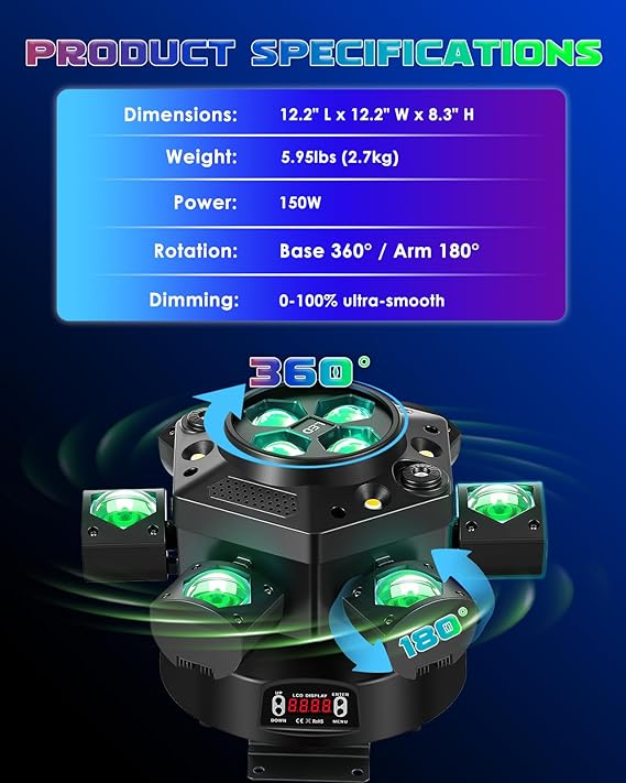 🔥FINAL HOURS🔥Spolehli 150W RGBW Moving Head DJ Light