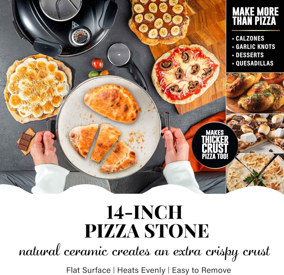 ✨Clearance sale✨ Piezano XL 14" Pizza Oven - Granitestone - 800° Countertop Brick Pizza Oven