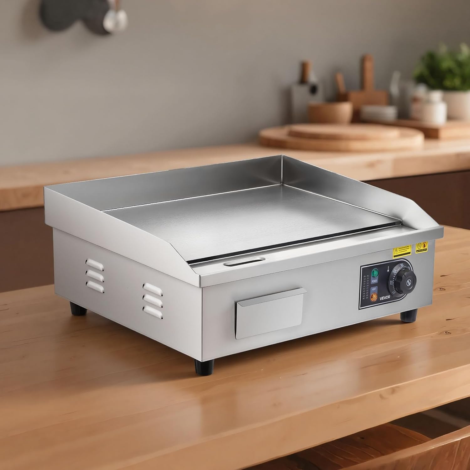 VEVOR Commercial Electric Griddle, 1600W Countertop Half-Flat Top Grill