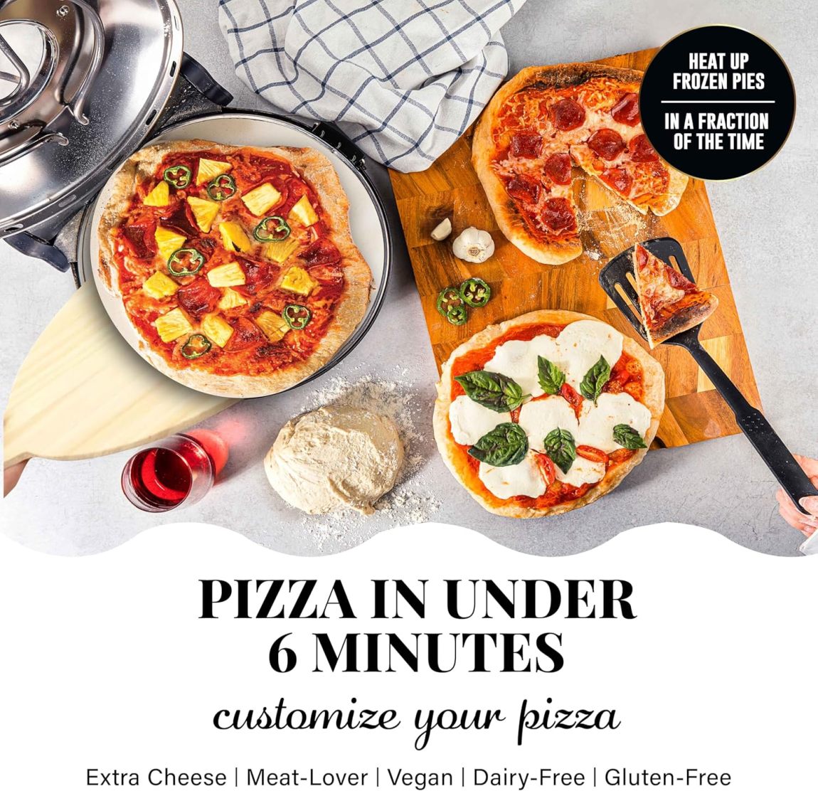 ✨Clearance sale✨ Piezano XL 14" Pizza Oven - Granitestone - 800° Countertop Brick Pizza Oven