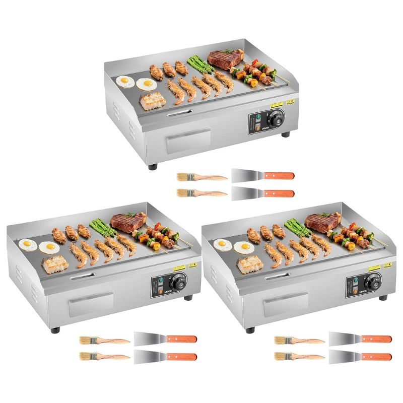 VEVOR Commercial Electric Griddle, 1600W Countertop Half-Flat Top Grill
