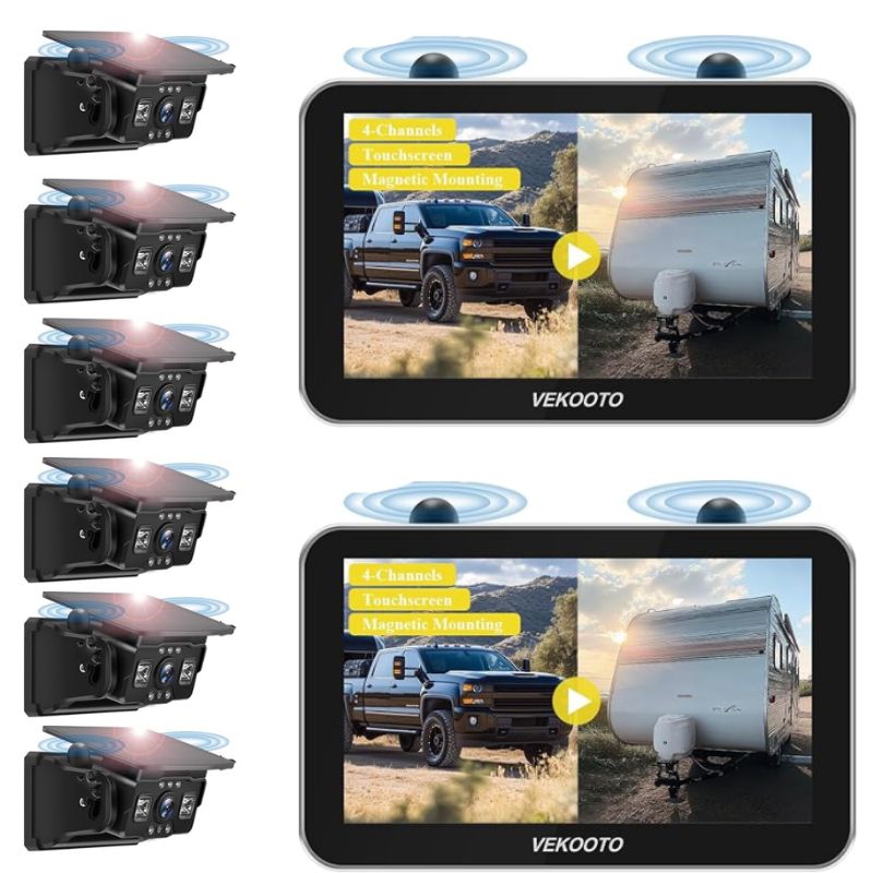 VK7Pro 2 Magnetic Solar Wireless Backup Camera with 7'' IPS Touchscreen
