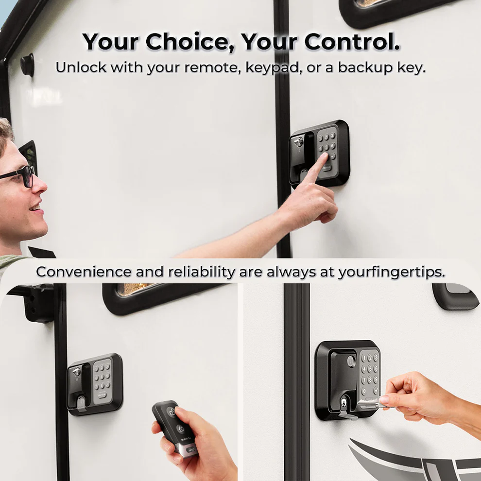 🔥FINAL HOURS🔥ONNAIS Full Metal RV Keyless Entry Door Lock with Password & Remote, Fits Most Trailers and 5th Wheels, Ideal Gifts for RV Owners