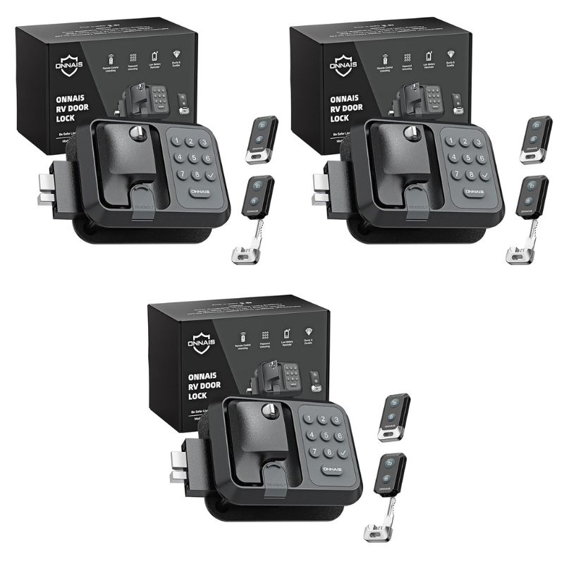 🔥FINAL HOURS🔥ONNAIS Full Metal RV Keyless Entry Door Lock with Password & Remote, Fits Most Trailers and 5th Wheels, Ideal Gifts for RV Owners