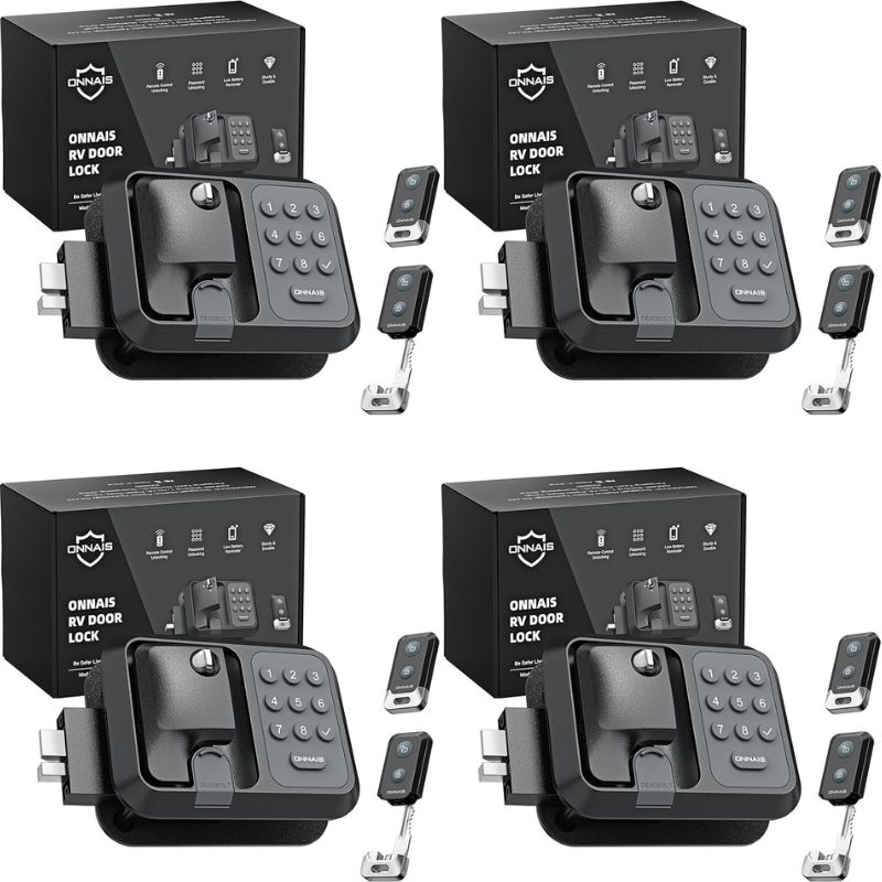 🔥FINAL HOURS🔥ONNAIS Full Metal RV Keyless Entry Door Lock with Password & Remote, Fits Most Trailers and 5th Wheels, Ideal Gifts for RV Owners