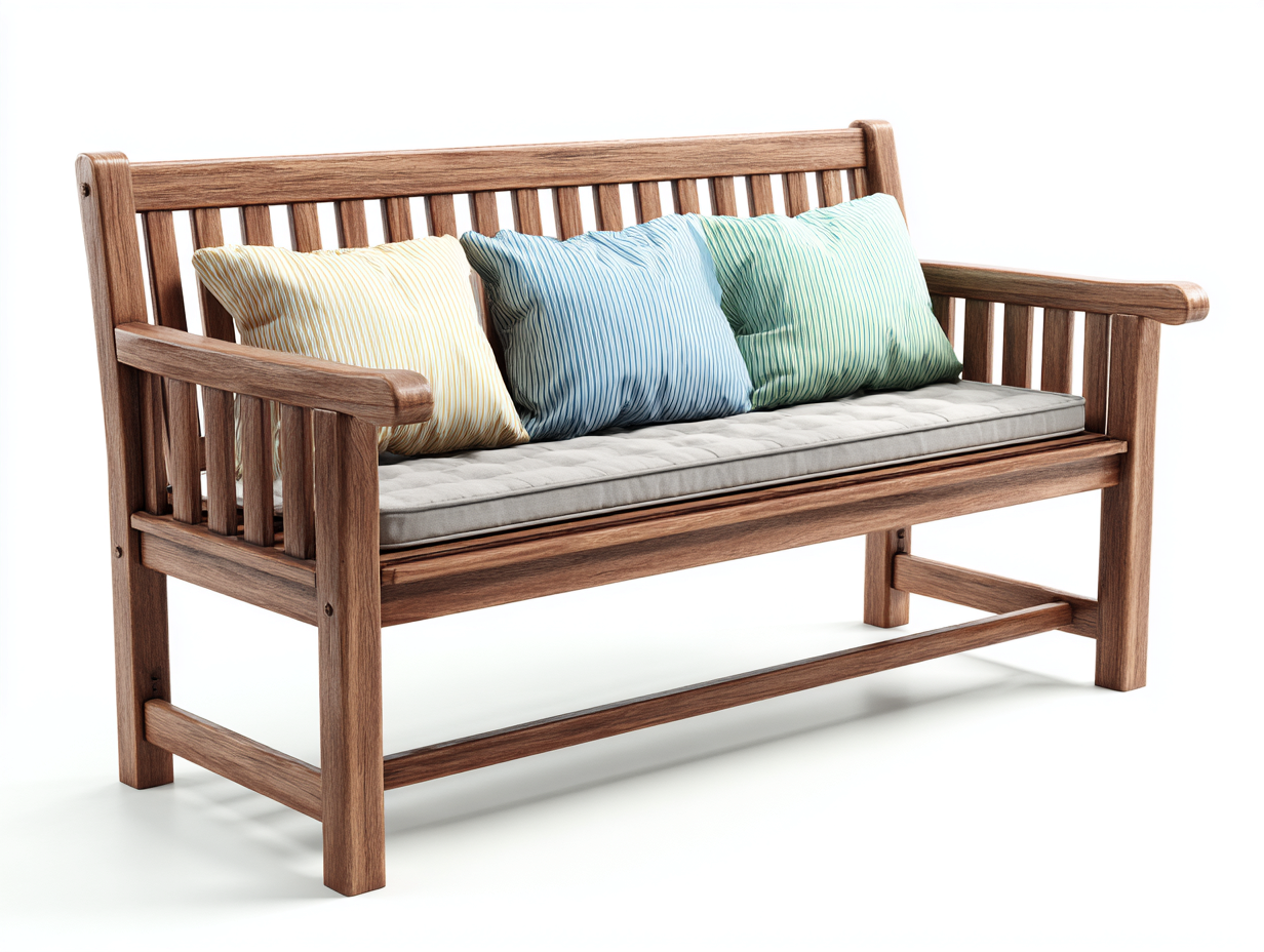 Gartenbank - Massivholz-Stoff - 146x59x87 cm - Braun-Grau - Zeitloser Terrassenstil-Vovorahouse