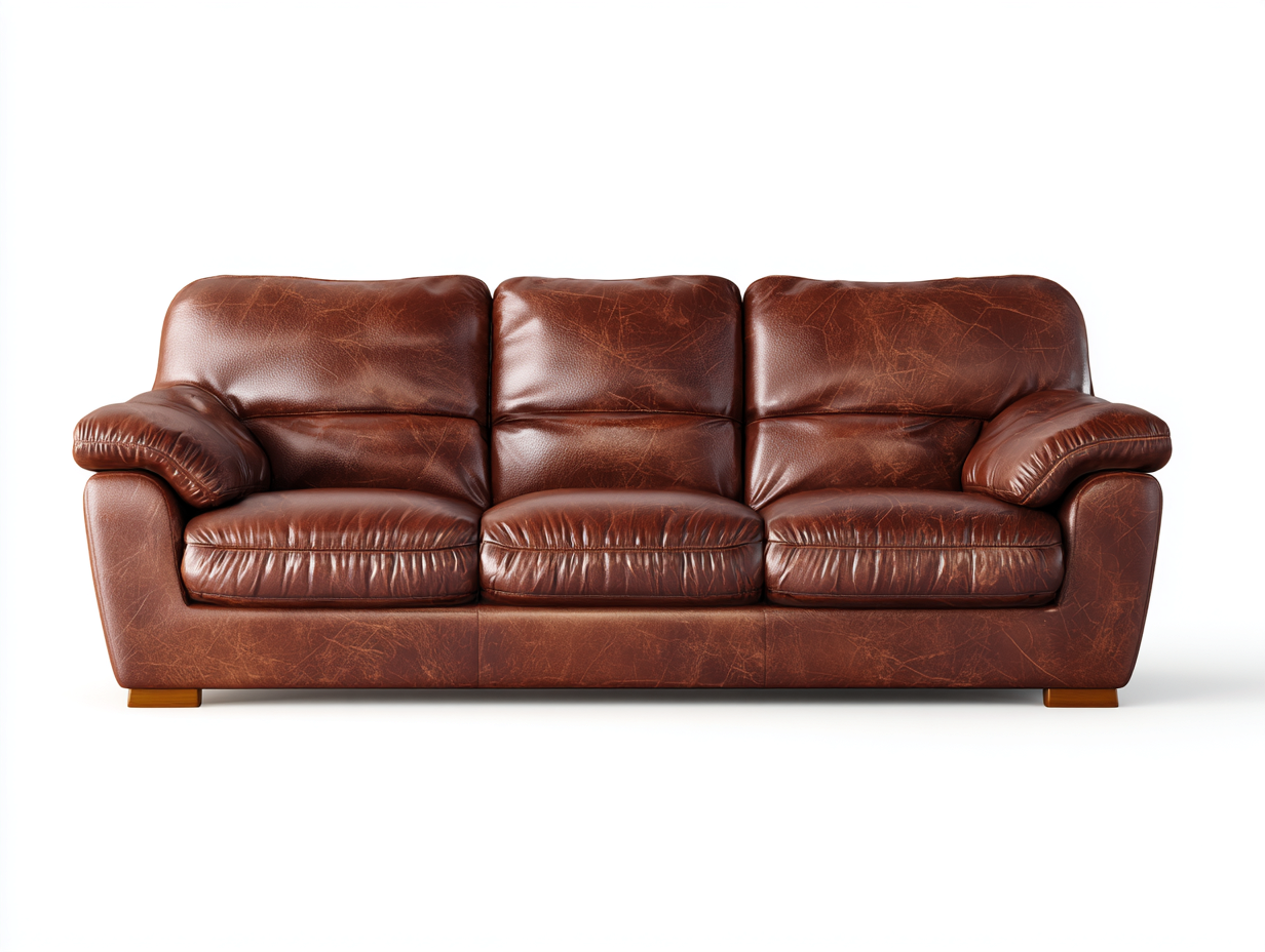 3 Sitzer Sofas - Leder-Holz - 214x96x89 cm - Braun - Klassischer Stil-Vovorahouse