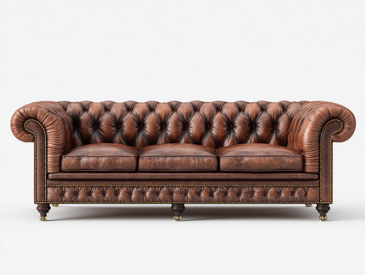3 Sitzer Sofas-Echtleder-Holz-236x103x91 cm-Vintage Braun-Klassischer Chesterfield Stil-Vovorahouse