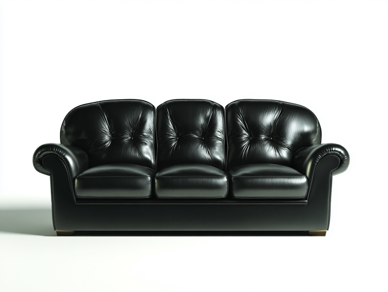 3 Sitzer Sofas - Kunstleder-Holz - 192x91x87 cm - Schwarz - Retro-Stil-Vovorahouse