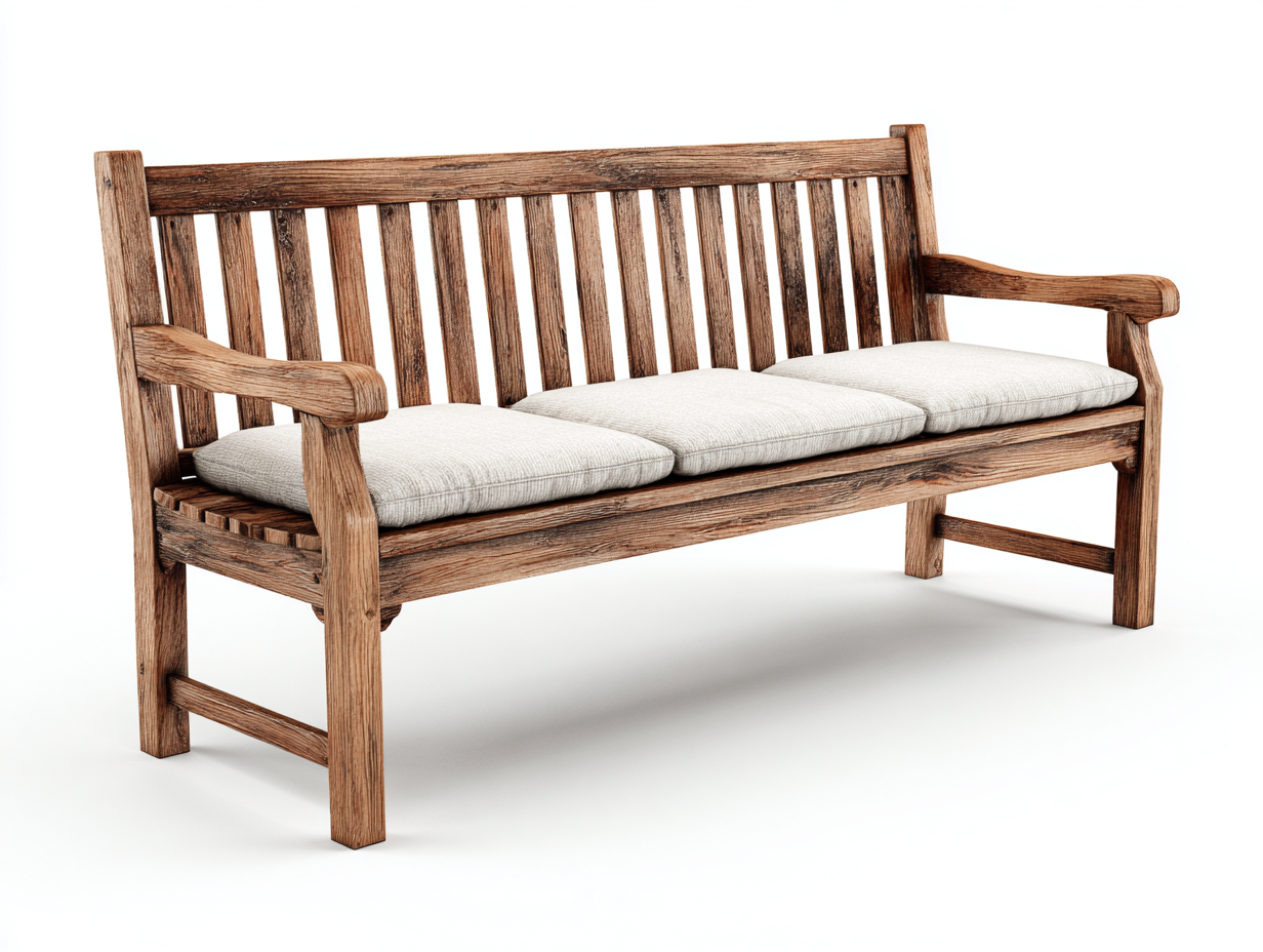 Gartenbank - Massivholz-Stoff - 168x61x89 cm - Braun-Beige - Rustikaler Landhausstil-Vovorahouse