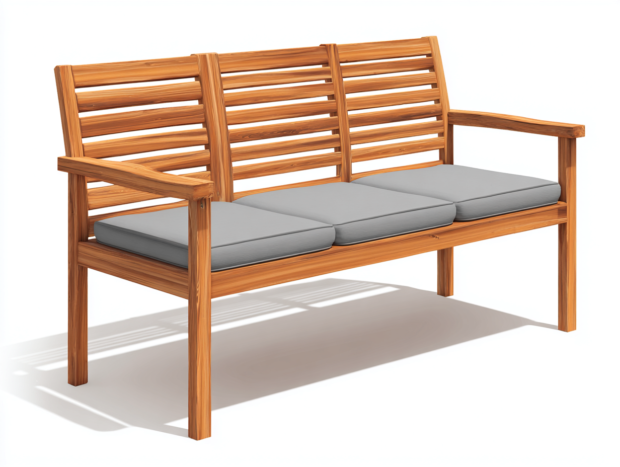 Gartenbank - Massivholz-Stoff - 152x63x88 cm - Braun-Grau - Modernes Terrassendesign-Vovorahouse