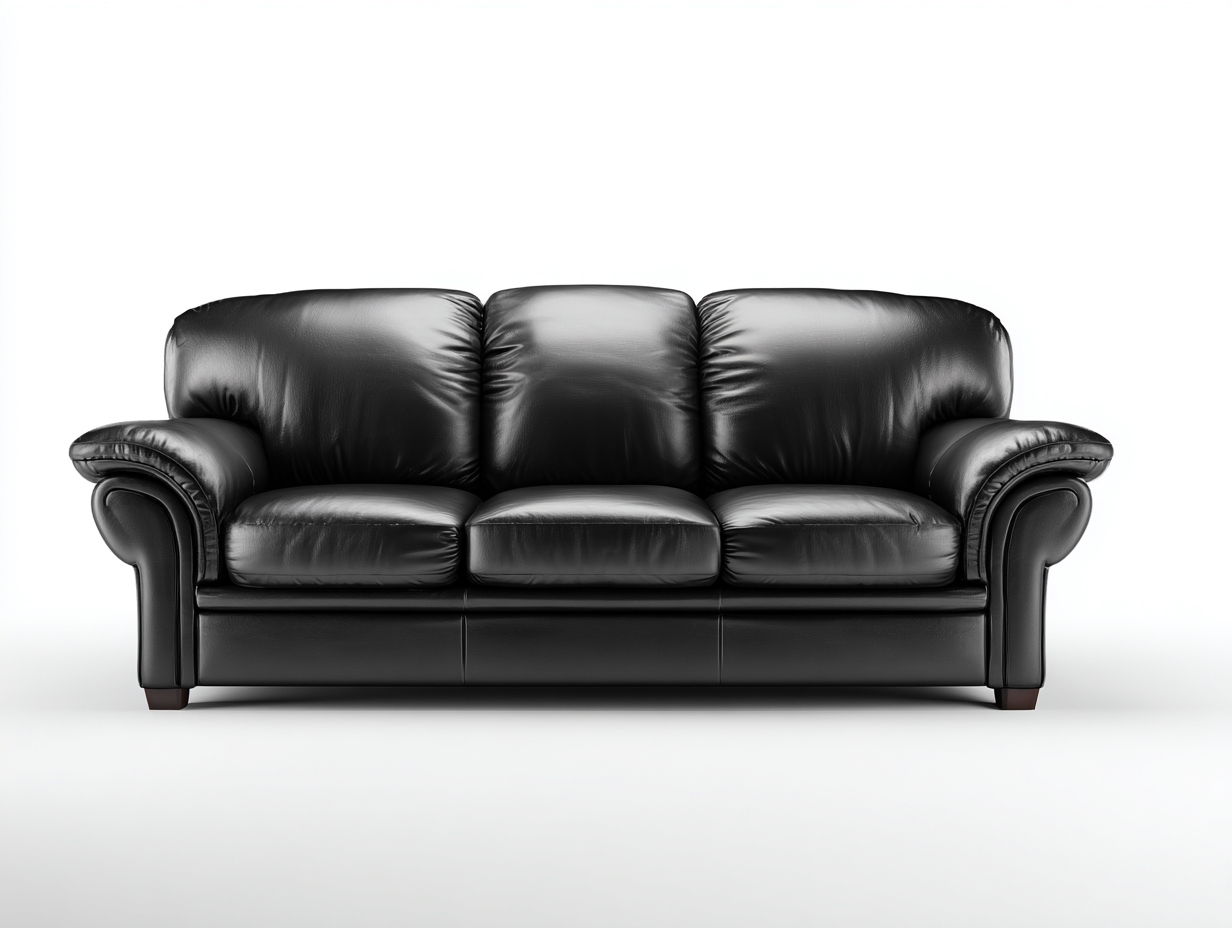 3 Sitzer Sofas - Kunstleder-Holz - 196x92x86 cm - Schwarz - Klassischer Stil-Vovorahouse