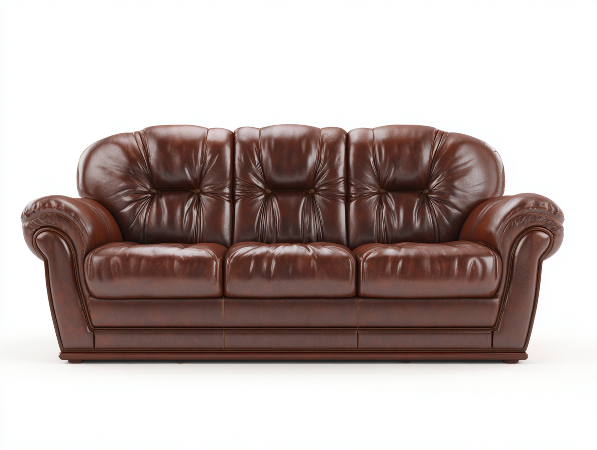3 Sitzer Sofas-Echtleder-Holz-226x100x91 cm-Braun-Klassischer Chesterfield Stil-Vovorahouse