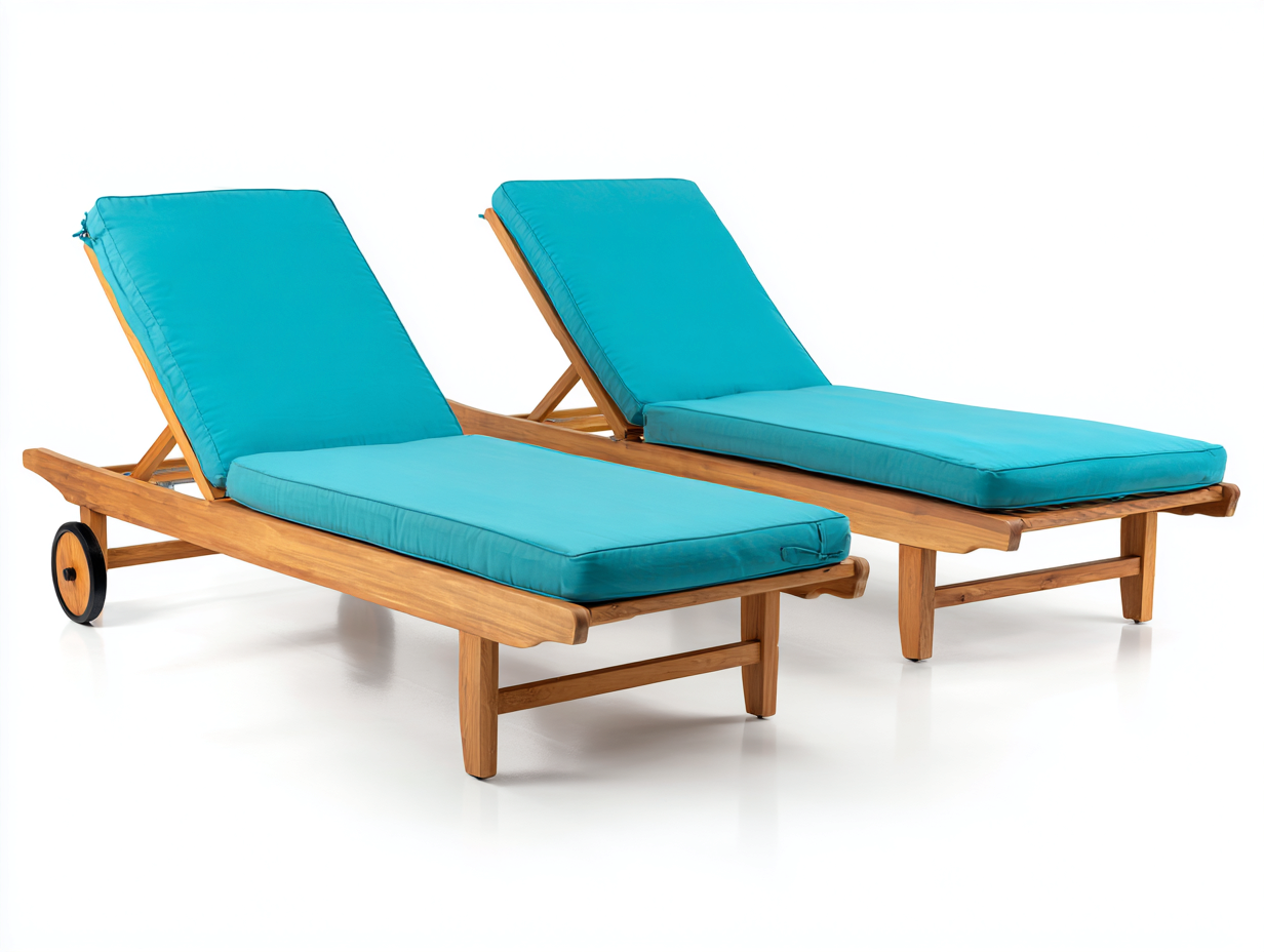 Sonnenliege-Akazienholz-Polyester-202x68x35 cm-Türkis-Braun-zeitlos-Vovorahouse
