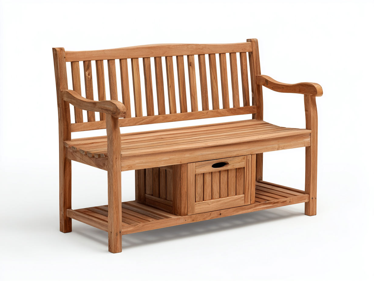 Gartenbank - Massivholz - 124x56x91 cm - Braun - Praktischer Landhausstil-Vovorahouse