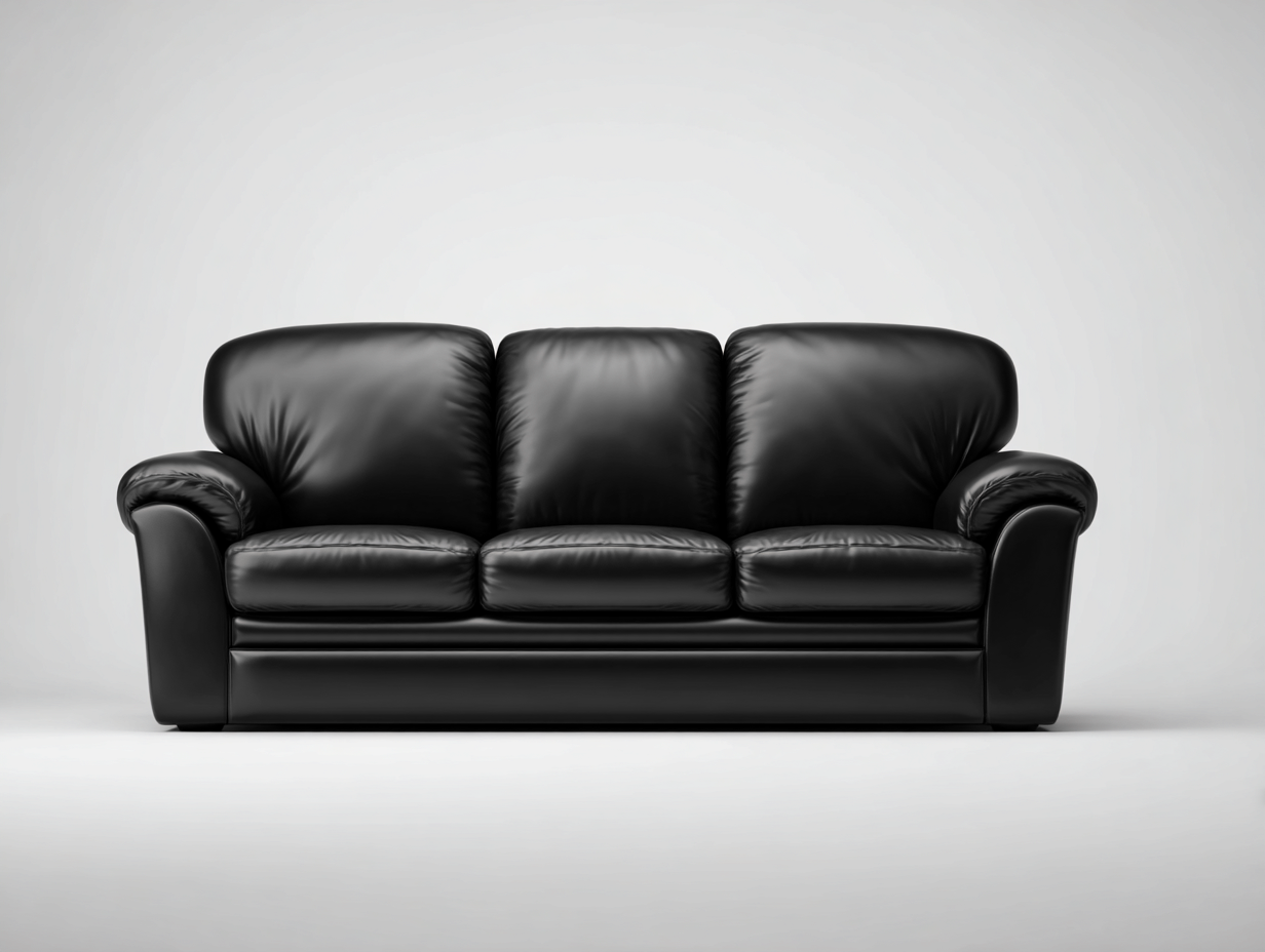 3 Sitzer Sofas - Kunstleder-Holz - 204x94x88 cm - Schwarz - Moderner Stil-Vovorahouse