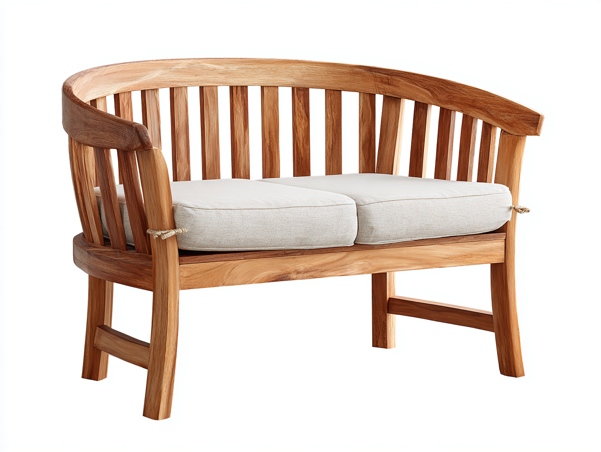 Gartenbank - Massivholz-Stoff - 128x62x84 cm - Braun-Beige - Natürlicher Landhausstil-Vovorahouse