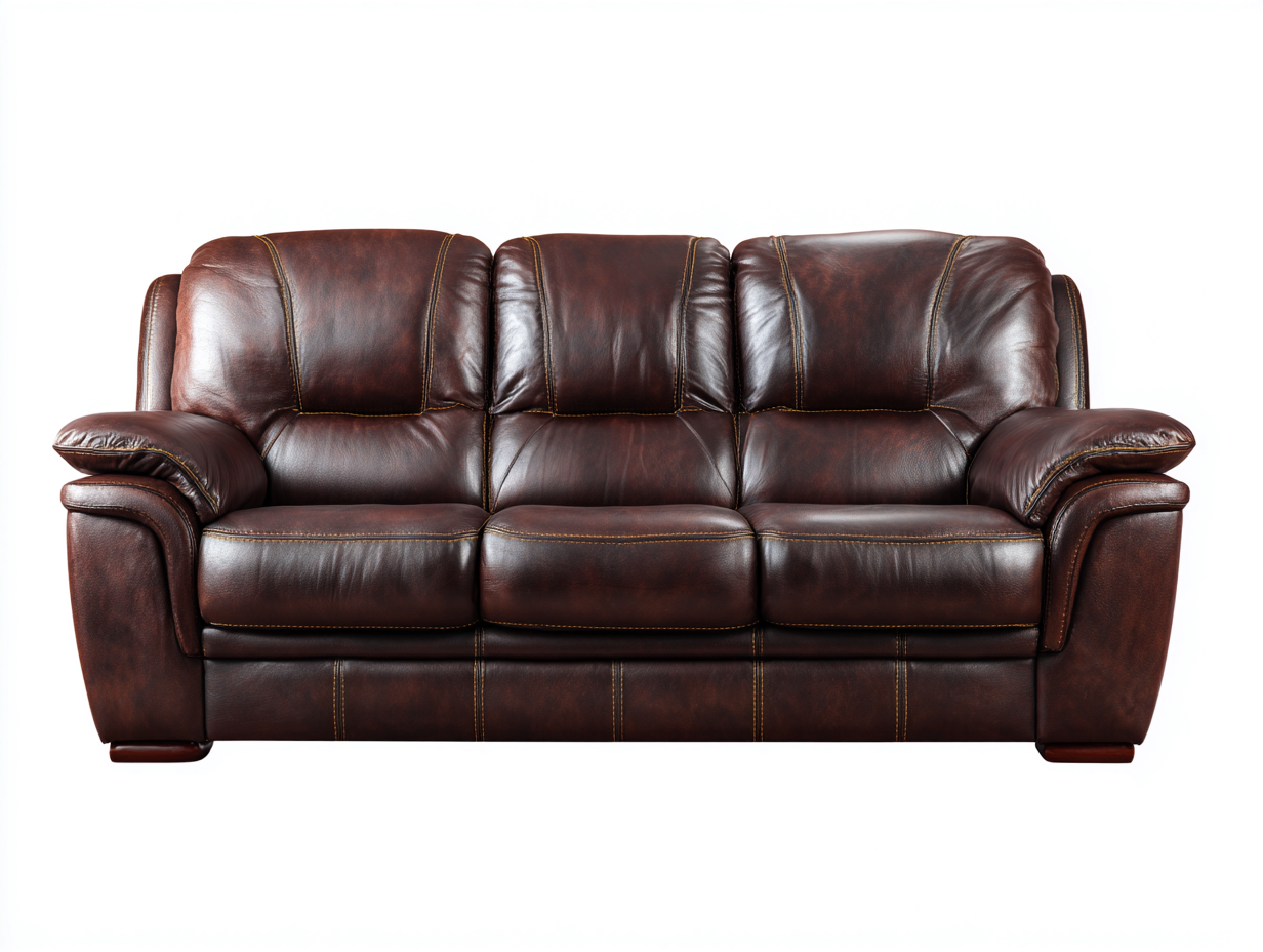 3 Sitzer Sofas-Echtleder-Holz-224x98x92 cm-Dunkelbraun-Klassischer Komfortstil-Vovorahouse