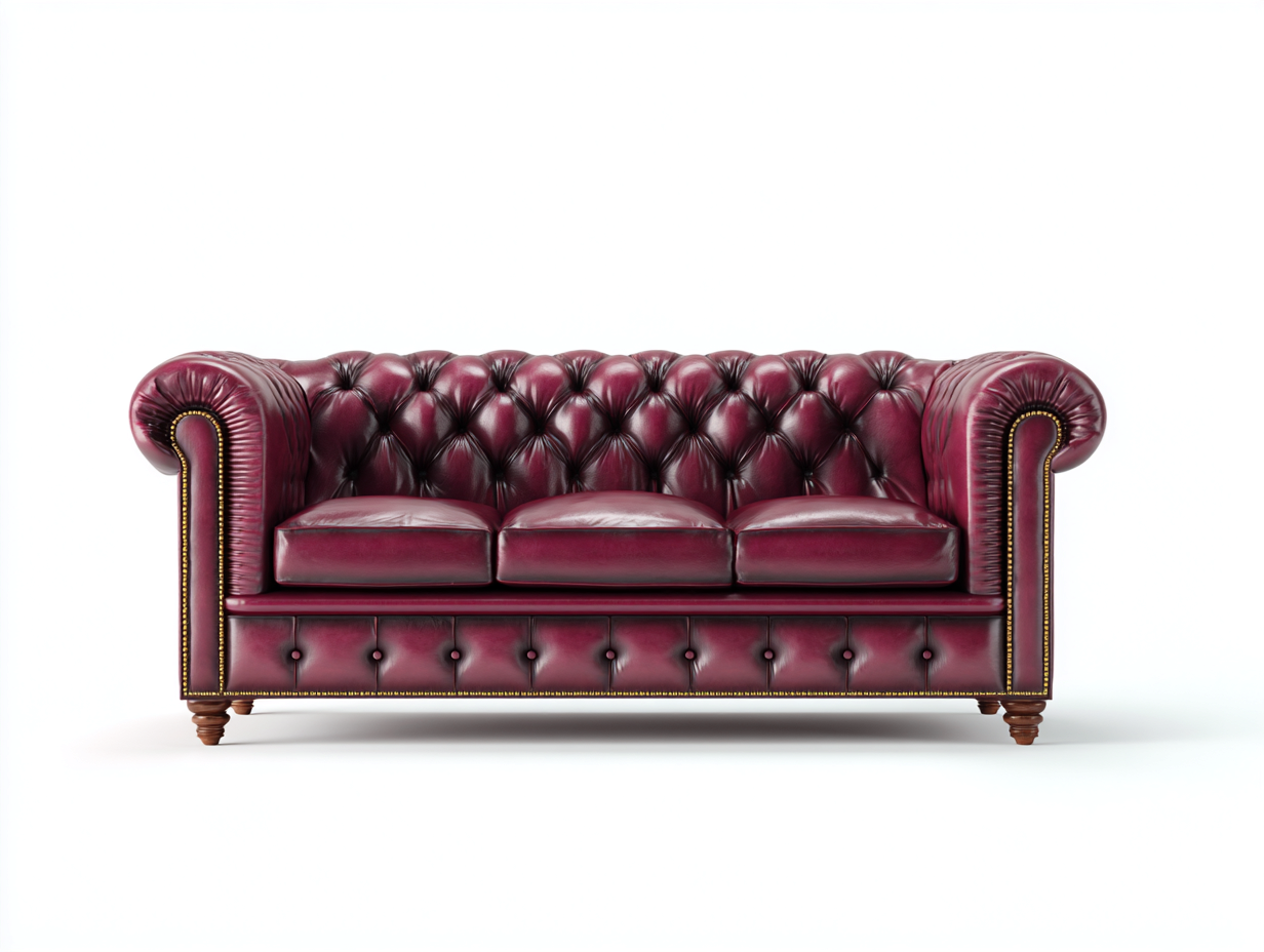 3 Sitzer Sofas-Echtleder-Holz-228x101x89 cm-Bordeauxrot-Klassischer Chesterfield Stil-Vovorahouse
