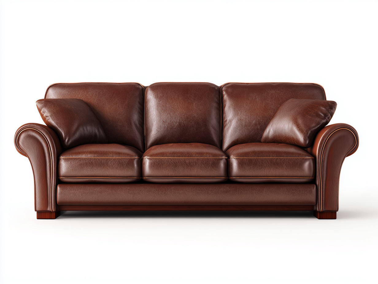 3 Sitzer Sofas-Echtleder-Holz-216x96x87 cm-Braun-Klassischer Komfortstil-Vovorahouse