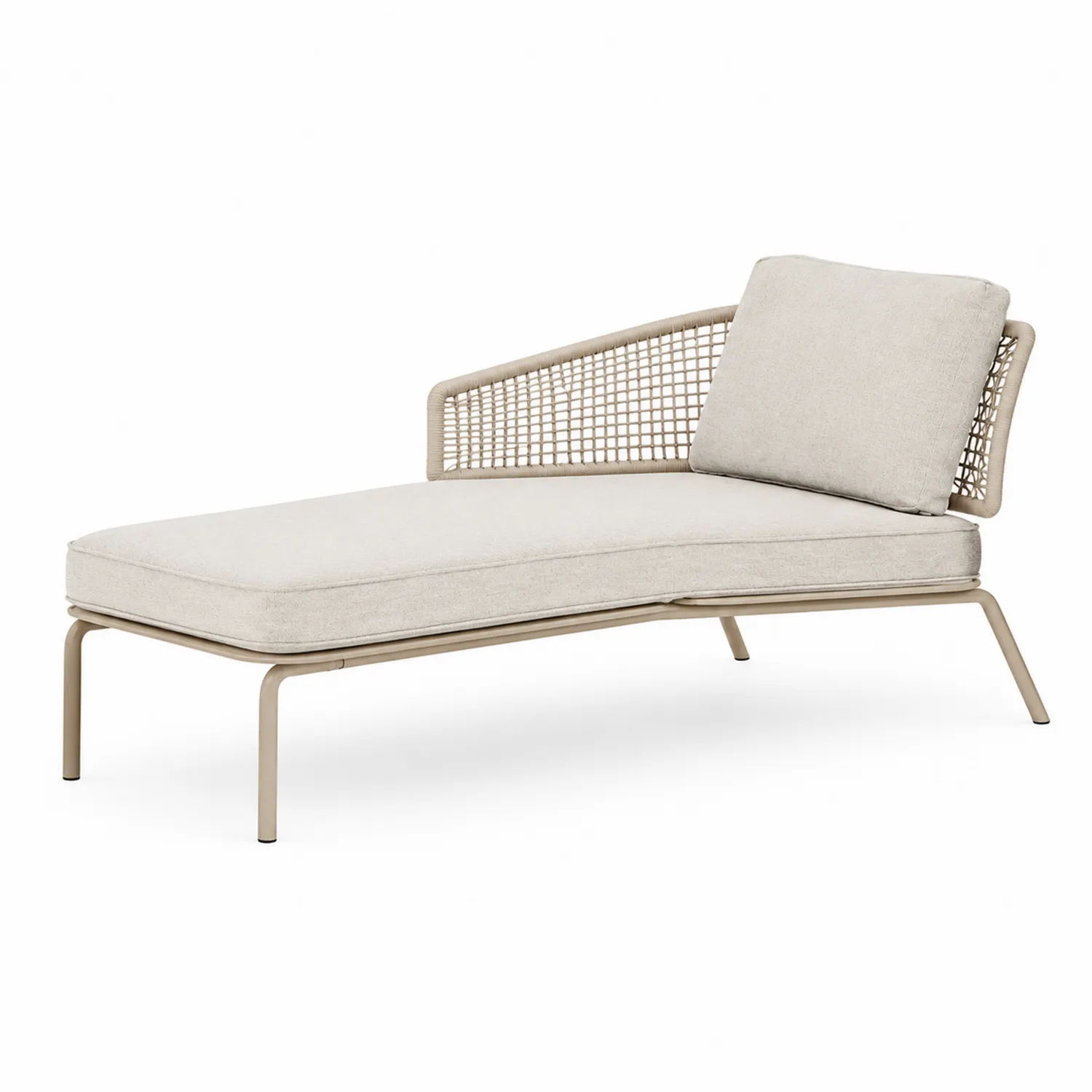 Outdoor-Liegestuhl aus Aluminium und Polyester mit Kissen Beige