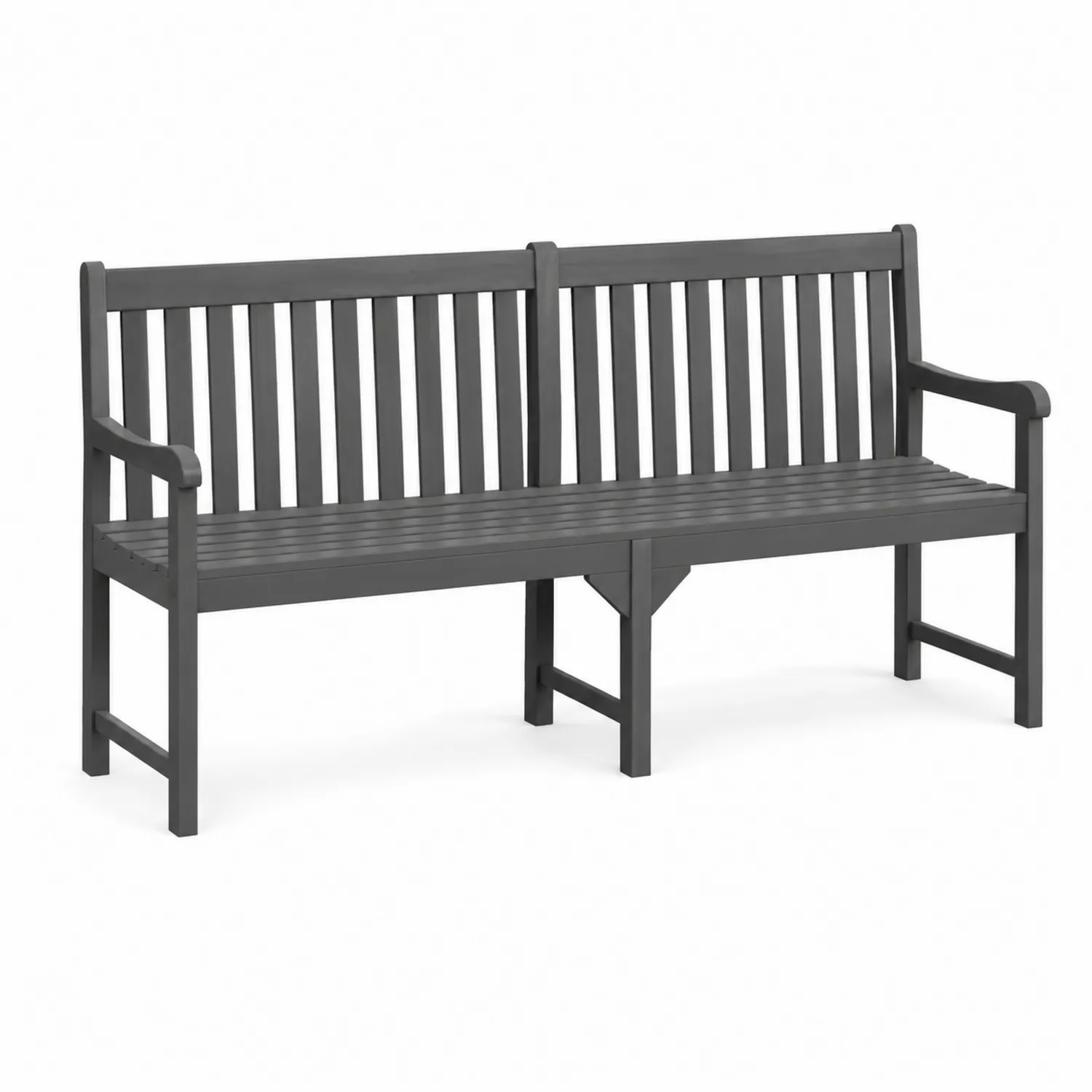 Gartenbank aus Kunststoff 3-Sitzer Grau 150 cm