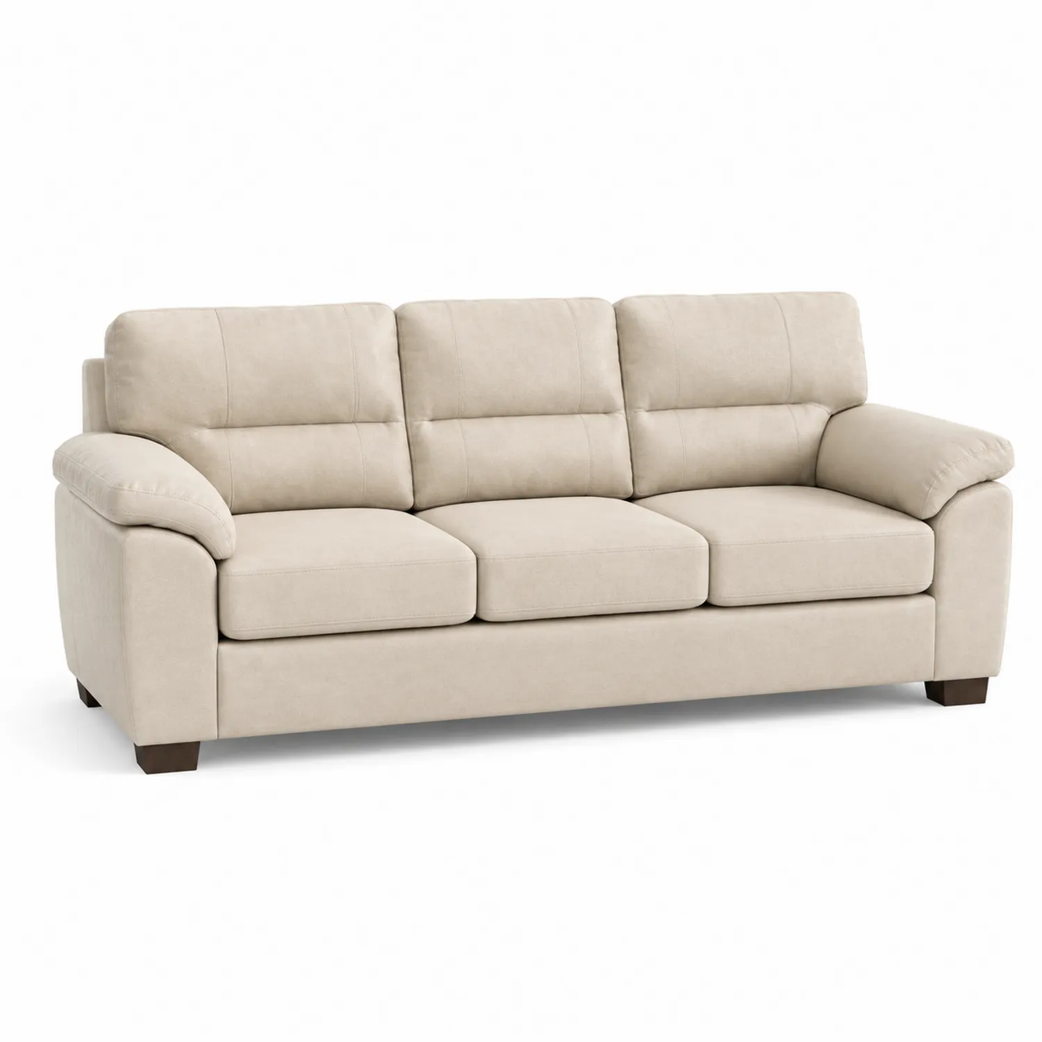 3-Sitzer Sofa Stoff mit Holzfüßen Beige 220cm