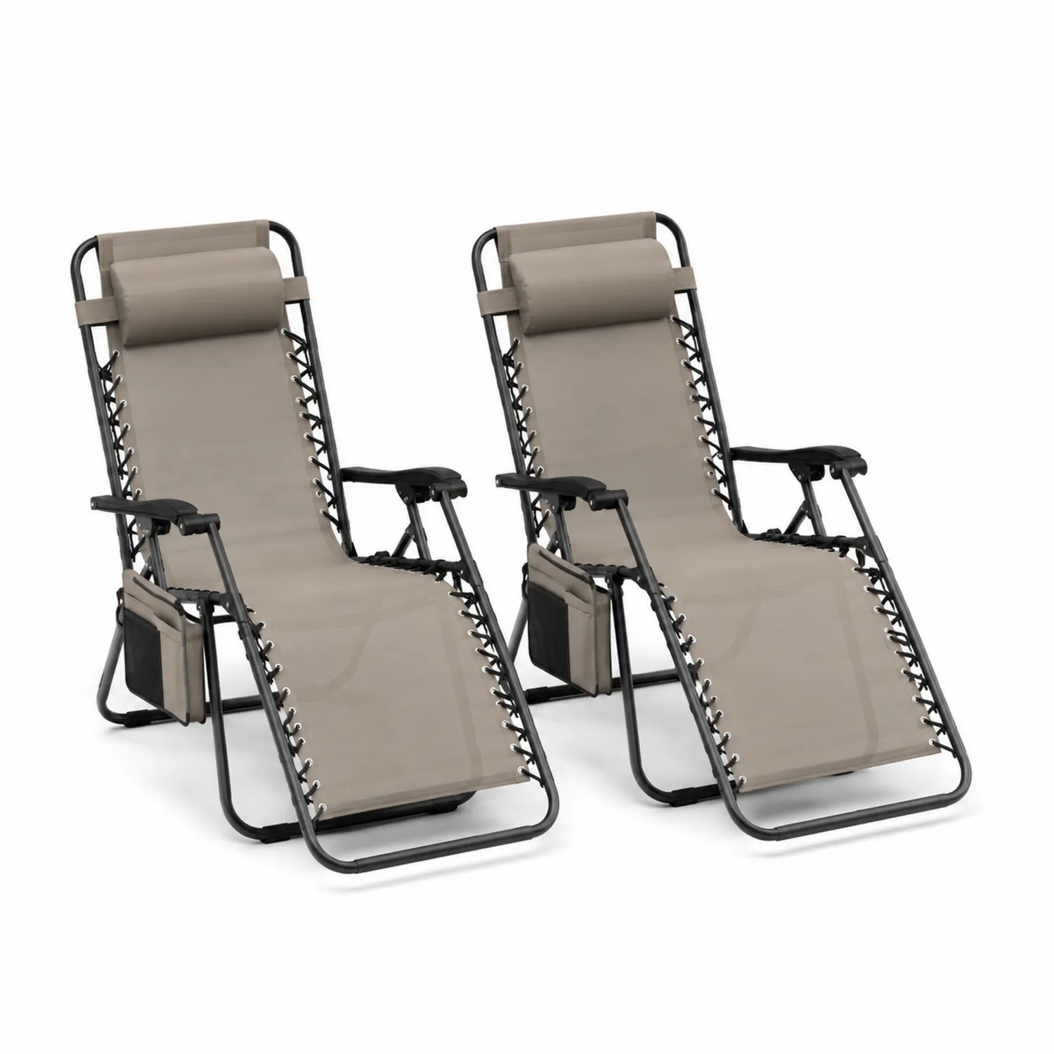 2-teilige Outdoor-Liegestuhl Set Metall Textilgewebe Beige
