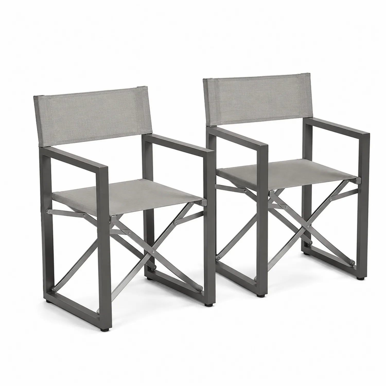 2er-Set Gartenstühle aus Aluminium und Polyester Grau