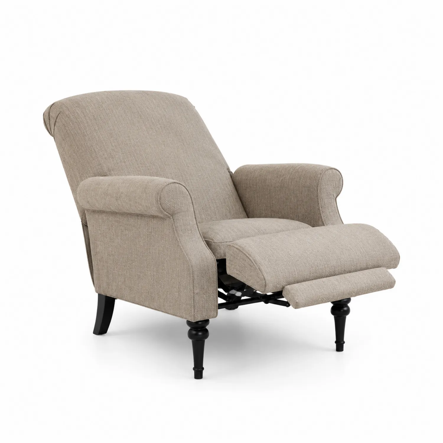 Leinenstoff Liegestuhl Beige mit Holzbeinen