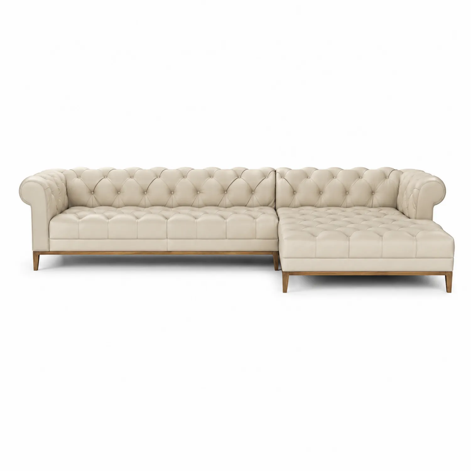 Ecksofa Set Leder Beige 250x180 cm
