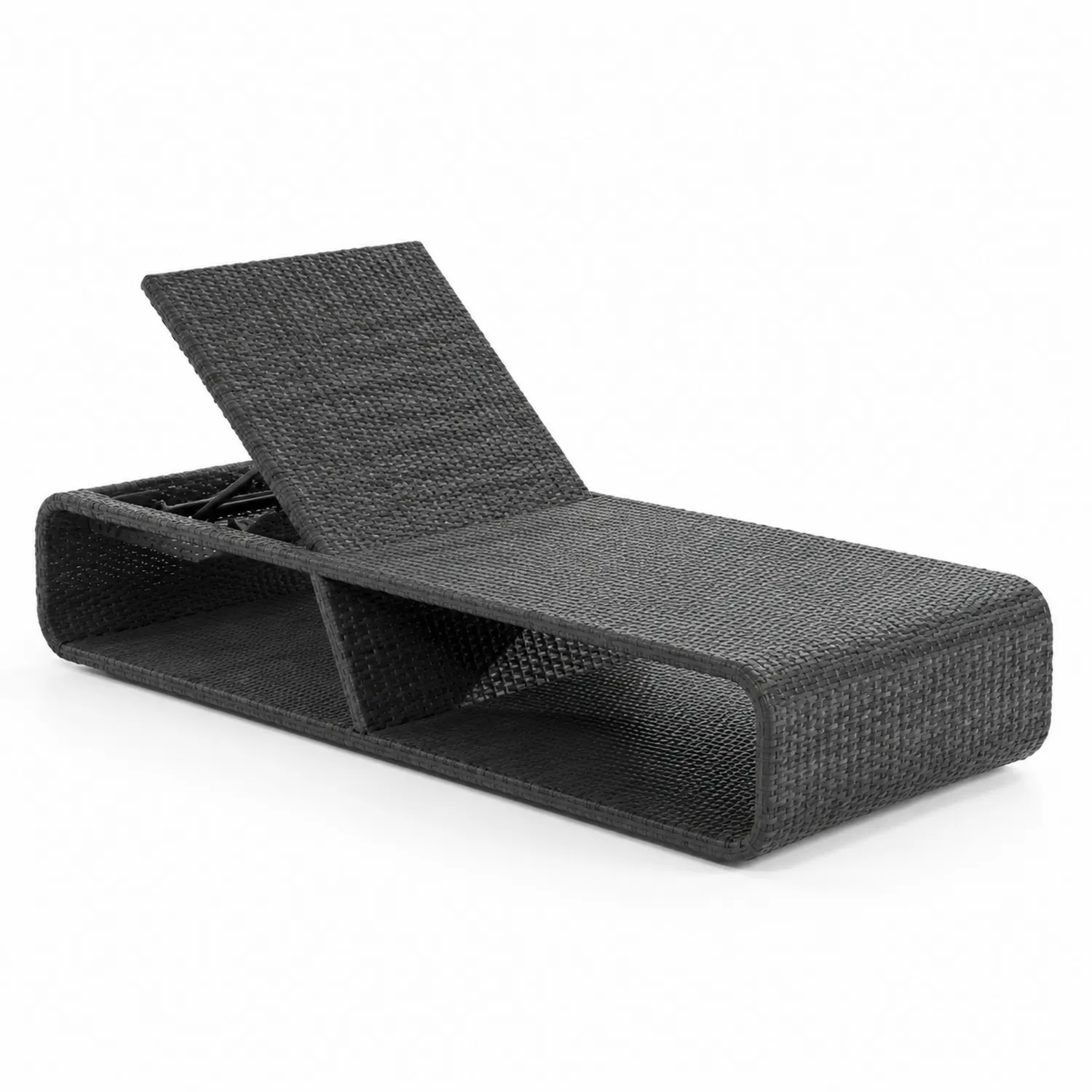 Sonnenliege Polyethylen Rattan Grau 200x70x35 cm