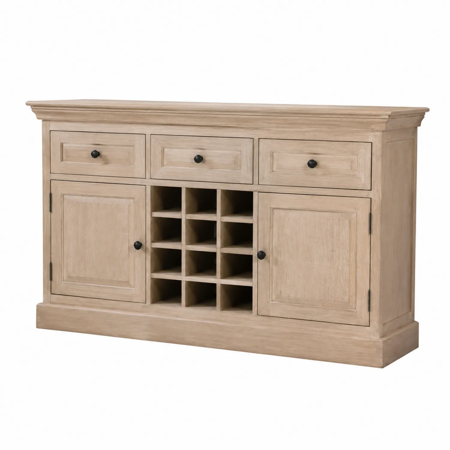 Buffetschrank aus Eichenholz mit Weinregal