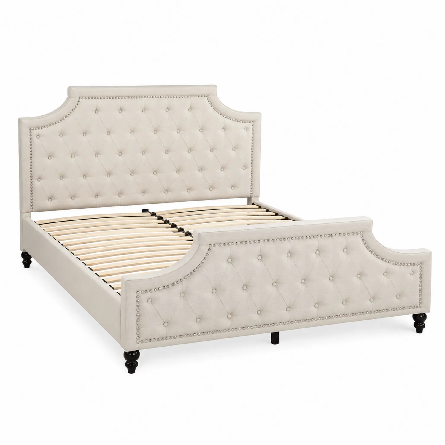 Polsterbett Panelbett Polyester 200x160 cm Beige