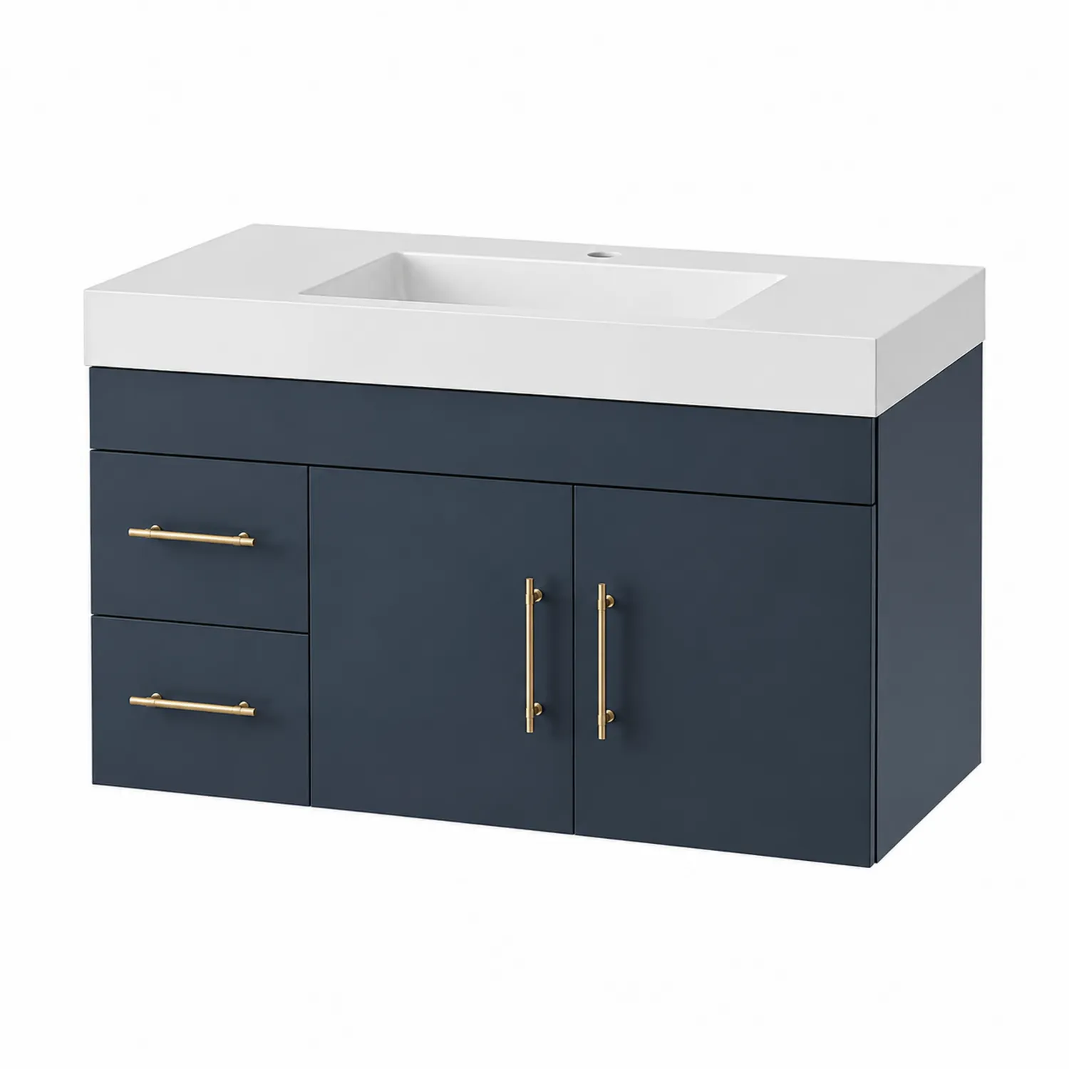Wandmontierter Waschtisch-Set MDF Harz Weiß Marineblau 120x50x45 cm