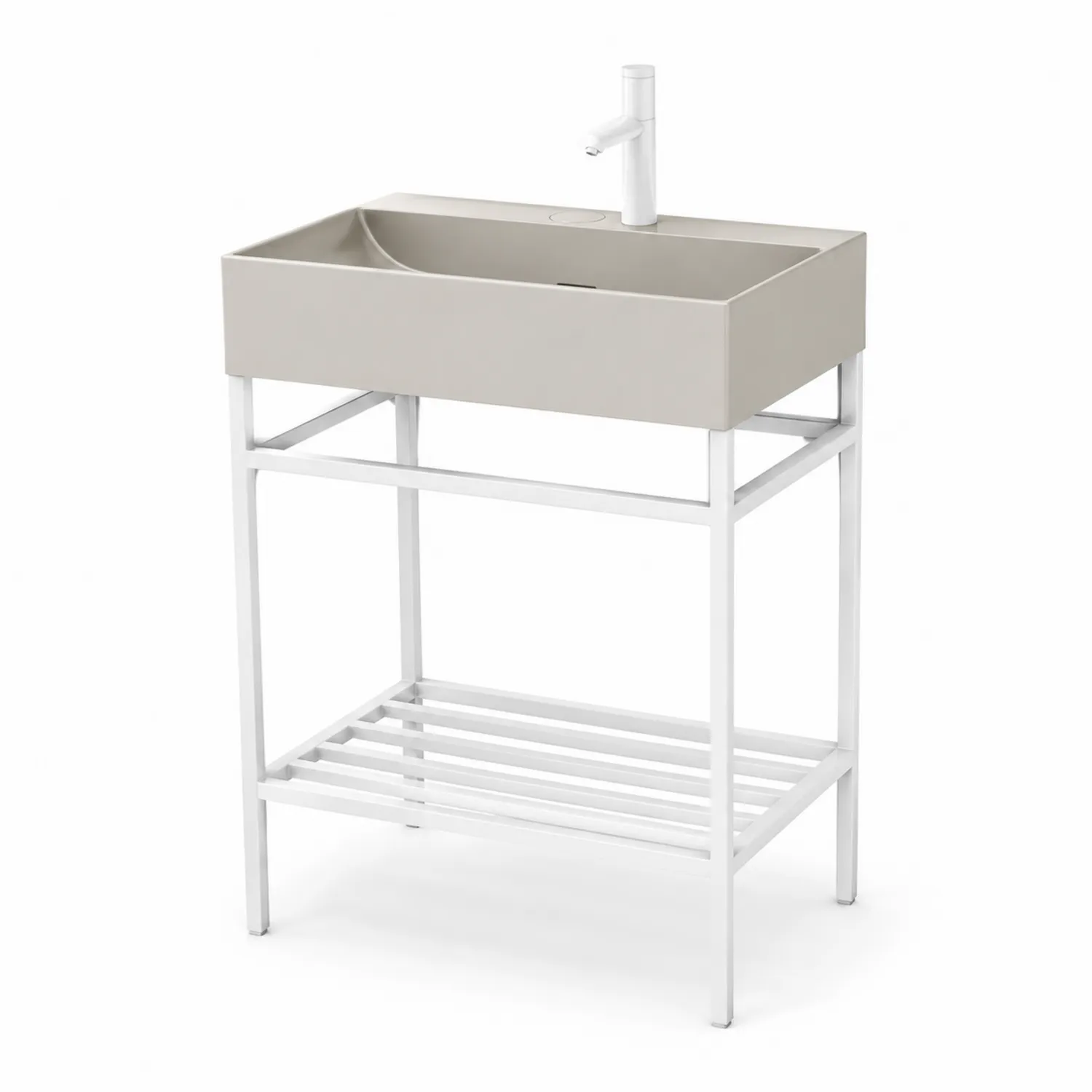 Keramikwaschtisch mit Metallgestell 60 cm Sandgrau