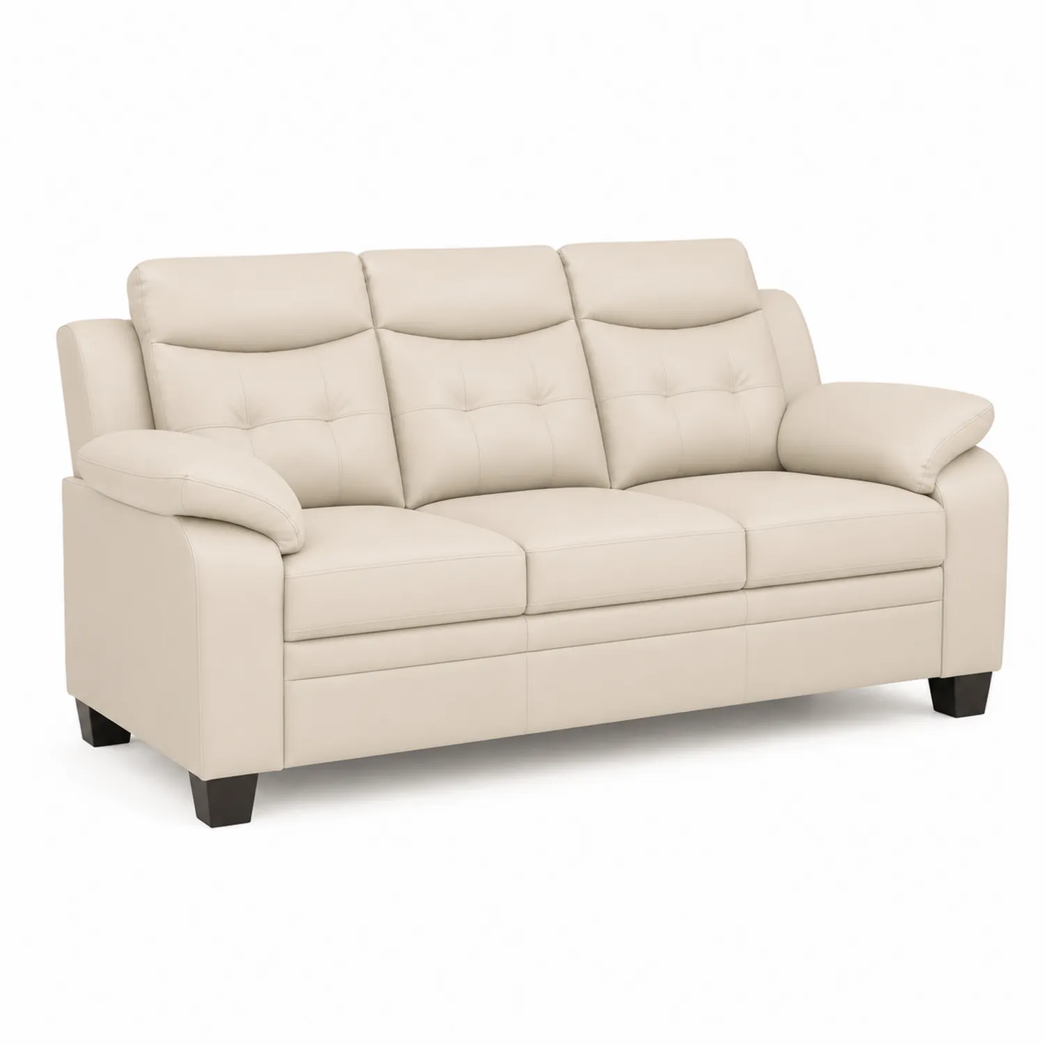 3-Sitzer Sofa Kunstleder Creme 210 cm