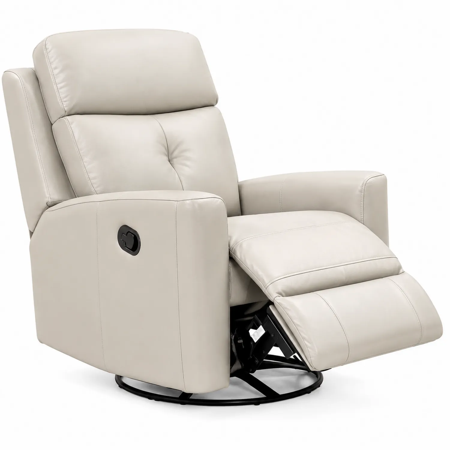 Liegestuhl Echtleder Beige mit Metallrahmen