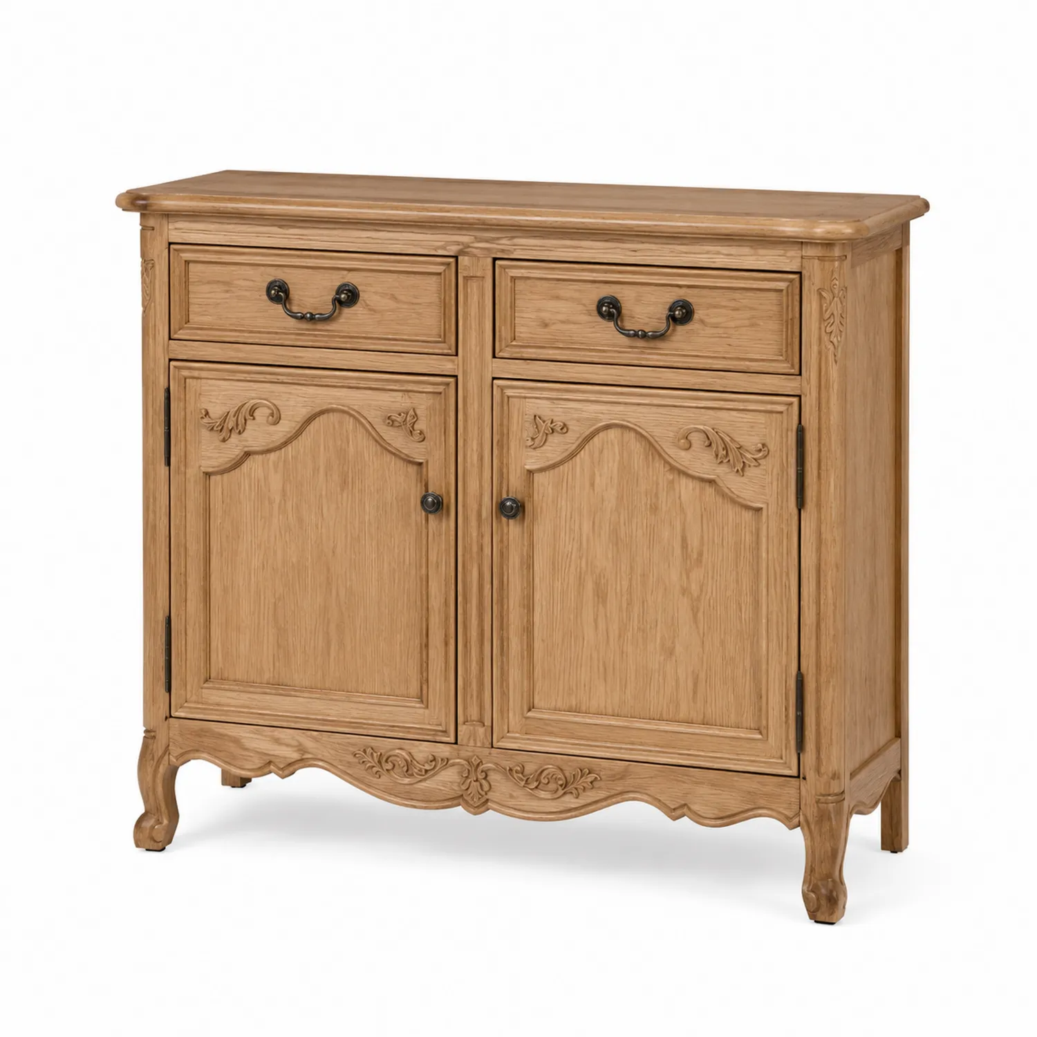 Holzschrank aus Eiche mit 2 Türen und 2 Schubladen